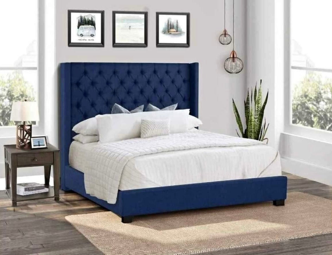 Cama tapizada Azul - Capitoneada